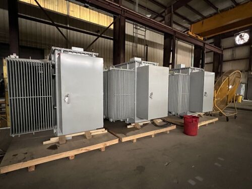 Unused 4,000 kVA 25kV/600V Transformers & 25kV Cable Reel Assemblies - 7 Units